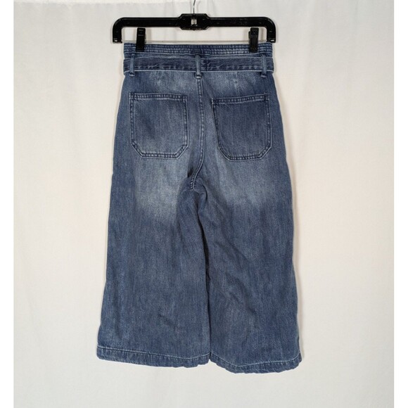 Gap Jeans 24 Women's Blue Medium Wash High Rise Belted Wide Leg Denim Culottes - Picture 4 of 9